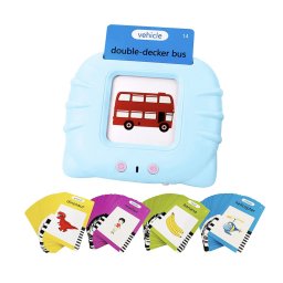Cititor interactiv cu 112 carduri educative , Jucarie de invatare engleza, bleu