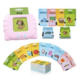 Cititor interactiv cu 112 carduri educative , Jucarie de invatare engleza, roz