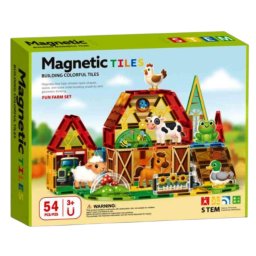Set STEM Magnetic Tiles Fun Farm cu 54 piese magnetice pentru constructii