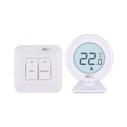 Termostat manual fără fir pentru cameră, 230V/16A, 2xAA, alb