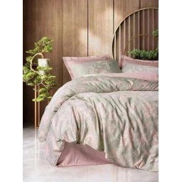 Set husa pilota + fata de perna, satin bumbac 100%, 155x220 cm + 80x80 cm, pudra - Verificat A · Re-Bloom
