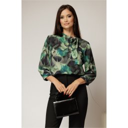 Bluza verde cu funda la decolteu
