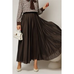 Fusta midi maro intens clos din tencel casual eleganta