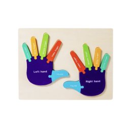 Joc Montessori cognitiv din lemn, Palmele, puzzle incastru culori si forme, +3 ani