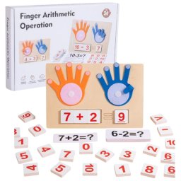 Joc Montessori din lemn Finger Arithmetic cu degete din fetru si placute incastru, +3 ani