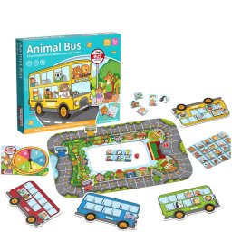 Joc educativ de societate Animal Bus, adunare si scadere cu zar si ruleta, 2-4 jucatori, 3-8 ani