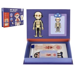 Joc magnetic educativ Corpul Uman tip carte Magnet Box, schelet, organe si carioca lavabila, +3 ani