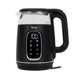 Fierbător electric Oliver Voltz OV51230AF, 2200 W, 1,7 l, 4 moduri, 13 setări de temperatură, afișaj LCD, comandă tactilă, negru/argintiu