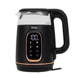 Fierbător electric Oliver Voltz OV51230AF, 2200 W, 1,7 l, 4 moduri, 13 setări de temperatură, afișaj LCD, comandă tactilă, negru/roz auriu