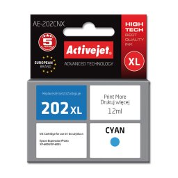 Activejet AE-202CNX ink for Epson printer, Epson 202XL H24010 replacement; Supreme; 12 ml; cyan
