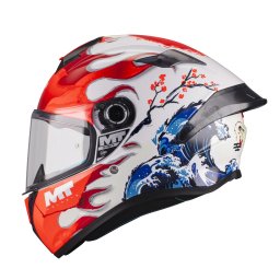 Casca MT Helmets Targo S - Integrală, alb/rosu lucios, ECE 22.06