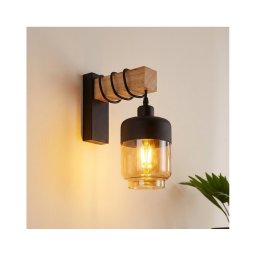 Brilagi - Aplica de perete WOOD GLASS 1xE27/60W/230V pin/negru/maro fumuriu