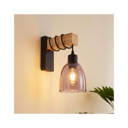 Brilagi - Aplică de perete WOOD GLASS 1xE27/60W/230V pin/negru/bej fumuriu