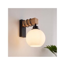 Brilagi - Aplica de perete WOOD GLASS 1xE27/60W/230V pin/negru/alb