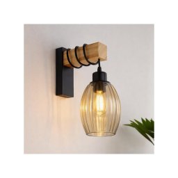 Brilagi - Aplica de perete WOOD GLASS 1xE27/60W/230V pin/negru/bej fumuriu