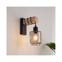 Brilagi - Aplica de perete WOOD GLASS 1xE27/60W/230V pin/negru/bej fumuriu