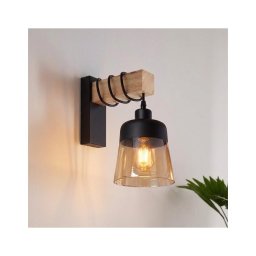 BRILAGI - Aplica de perete WOOD GLASS 1xE27/60W/230V pin/negru/maro fumuriu