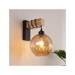 Brilagi - Aplica de perete WOOD GLASS 1xE27/60W/230V pin/negru/maro fumuriu