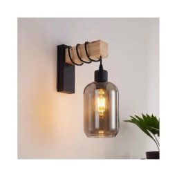 Brilagi - Aplica de perete WOOD GLASS 1xE27/60W/230V pin/negru/gri fumuriu