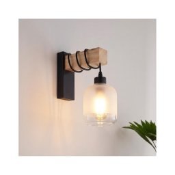 Brilagi - Aplică de perete WOOD GLASS 1xE27/60W/230V pin/negru/alb