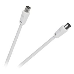 Cablu RF video alb 3 m pentru conectare TV–antena, conector coaxial