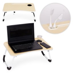 Masa pliabila pentru laptop 60x40 cm cu port USB si suport pahar