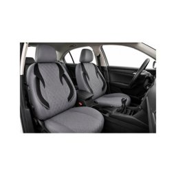 Huse scaune auto universale Premium gri cu negru, set fractionat fata-spate