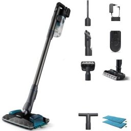 Aspirator Vertical Philips Aqua Plus 25.2V 80min Duza Aspirare PrecisionPower Smart LED Afisaj Digital 4 Accesorii Negru/Albastru