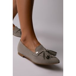 Pantofi Sabine din piele naturala intoarsa gri – Outlet