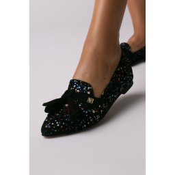 Pantofi Sabine din piele naturala intoarsa negru multicolor – Outlet