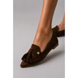 Pantofi Sabine piele naturala intoarsa maro – Outlet