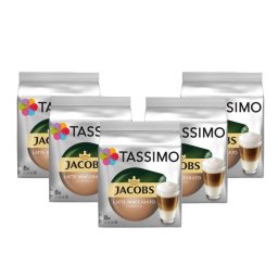 Set 5 x Cutii Capsule cafea, Jacobs Tassimo Latte Machiato, 8 bauturi x 295 ml, 8 capsule specialitate cafea + 8 capsule lapte