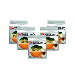 Set 5 x Cutii Capsule cafea, Jacobs Tassimo Caramel Macchiato, 40 bauturi, 40 capsule specialitate cafea + 40 capsule lapte
