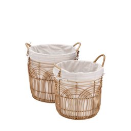 Set 2 cosuri depozitare pvc natur textil alb 34,5 x 35,5, 39,5 x 40 cm