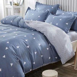 L'essentiel Maison set lenjerie pat dublu, 65% bumbac/35% poliester, husa pilota 200x220 cm + 2x fata de perna 50x70 cm, albastru/alb - Verificat A · Re-Bloom