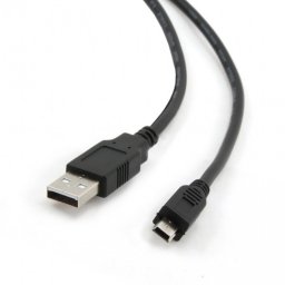 CABLU alimentare si date GEMBIRD, pt. smartphone, USB 2.0 (T) la Mini-USB 2.0 (T), 1.8m, conectori auriti, negru, CCP-USB2-AM5P-6