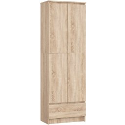 Dulap cu 2 usi si sertar, 4 rafturi reglabile, stejar sonoma, 60x35x180 cm