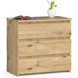 Noptiera cu 3 sertare din PAL laminat 16 mm, stejar artisan, 60x35x57 cm