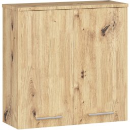 Dulap de baie suspendat cu 2 usi si raft interior, 60 cm, stejar artisan