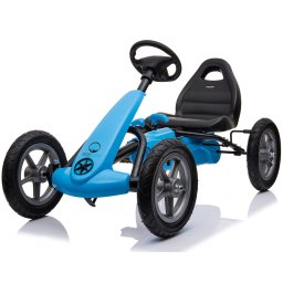 Kart cu pedale pentru copii Karera Albastru cu roti gonflabile