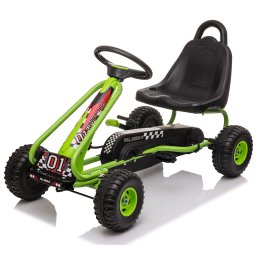Kart cu pedale pentru copii KidsCare G201 verde, cu frana de mana