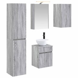 Set dulap baie 5 pcs Sonoma gri 43 x 16 x 62,5 cm GartenMobel Dekor