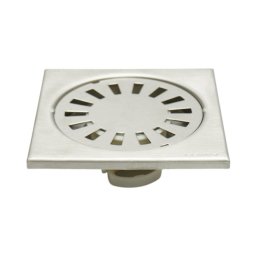 Sifon de pardoseala patrat din inox satinat, cu gratar detasabil, 100x100 mm