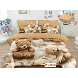 Lenjerii de pat cu imprimeu 5D, cearceaf cu elastic, identice cu poza, WD8025