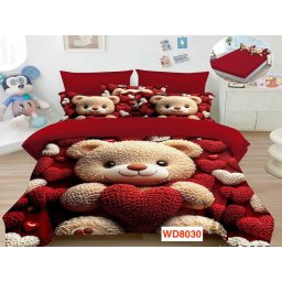 Lenjerii de pat cu imprimeu 5D, cearceaf cu elastic, identice cu poza, WD8030