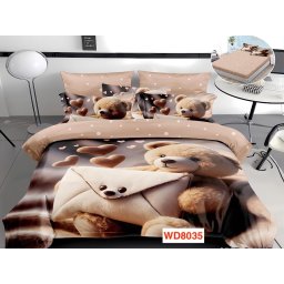 Lenjerii de pat cu imprimeu 5D, cearceaf cu elastic, identice cu poza, WD8035