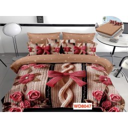 Lenjerii de pat cu imprimeu 5D, cearceaf cu elastic, identice cu poza, WD8047