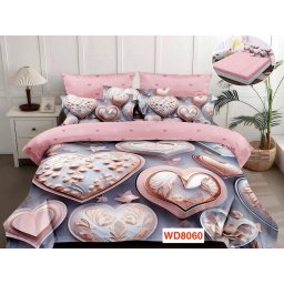 Lenjerii de pat cu imprimeu 5D, cearceaf cu elastic, identice cu poza, WD8060
