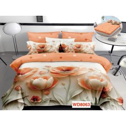 Lenjerii de pat cu imprimeu 5D, cearceaf cu elastic, identice cu poza, WD8063