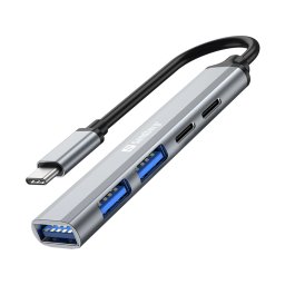 Sandberg 336-50 hub-uri de interfață USB tip-C 5000 Mbit/s Gri